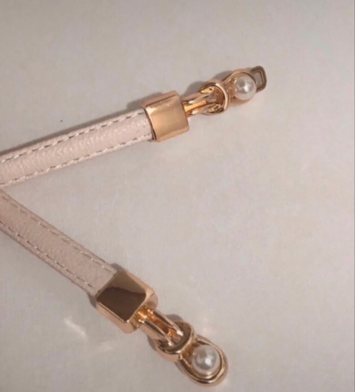 Ceinture fine chic couleur crème avec boucle dorée taille ajustable - photo numéro 5