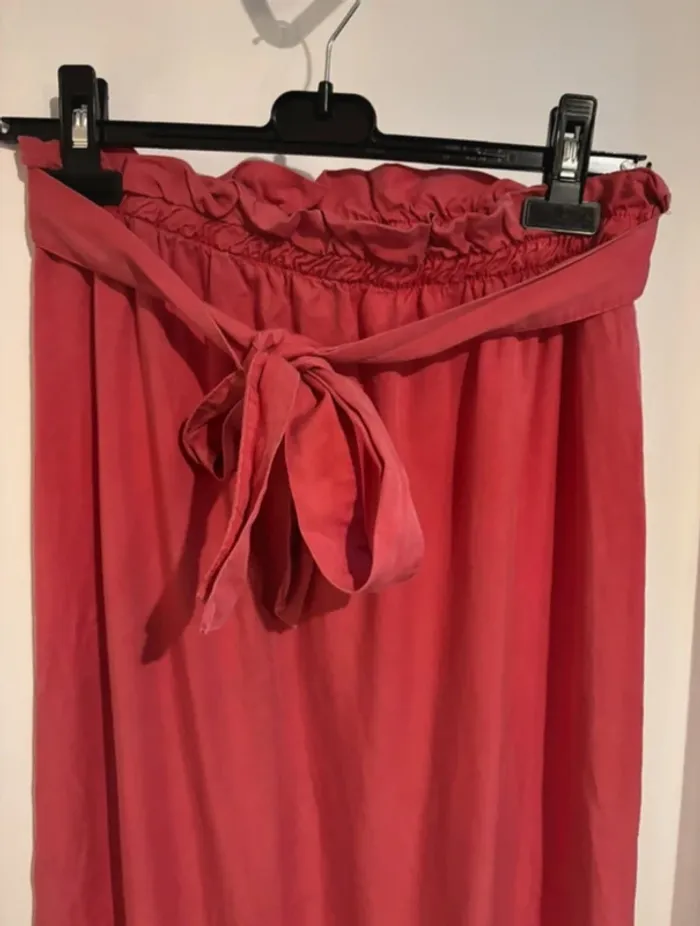 Jupe longue rose fendue à taille élastique – taille unique - photo numéro 2