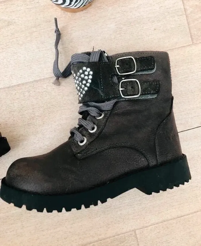 Bottines cuir gras grises Kookai - photo numéro 3