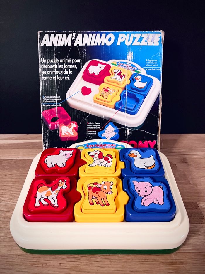 Puzzle sonore TOMY Anim’Animo “Les Habitants de ma Ferme” vintage avec boîte - Très bon état années 90 - photo numéro 5
