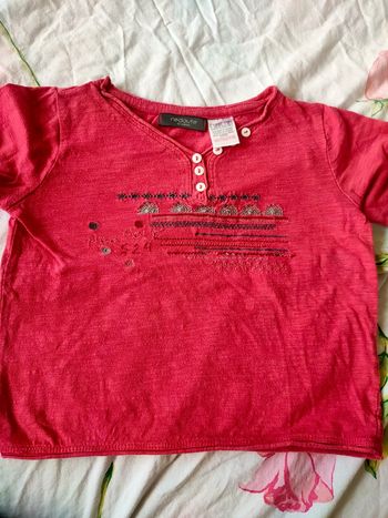 Haut rose cerise manche longue 102cm 3 ans