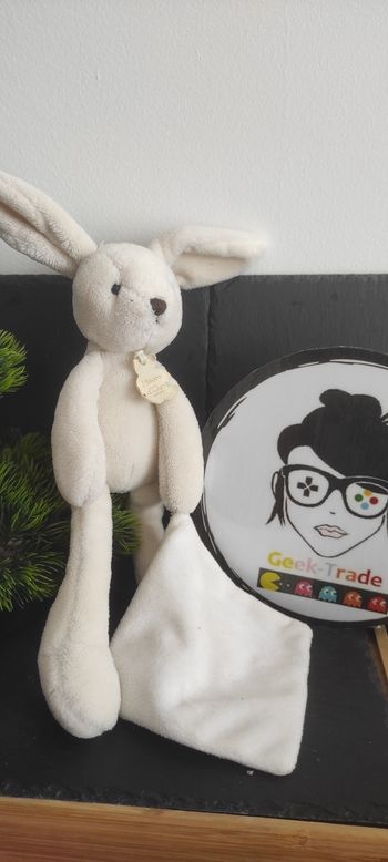 Peluche lapin écru Sweety mouchoir HO2315 marron creme beige Pantin Doudou