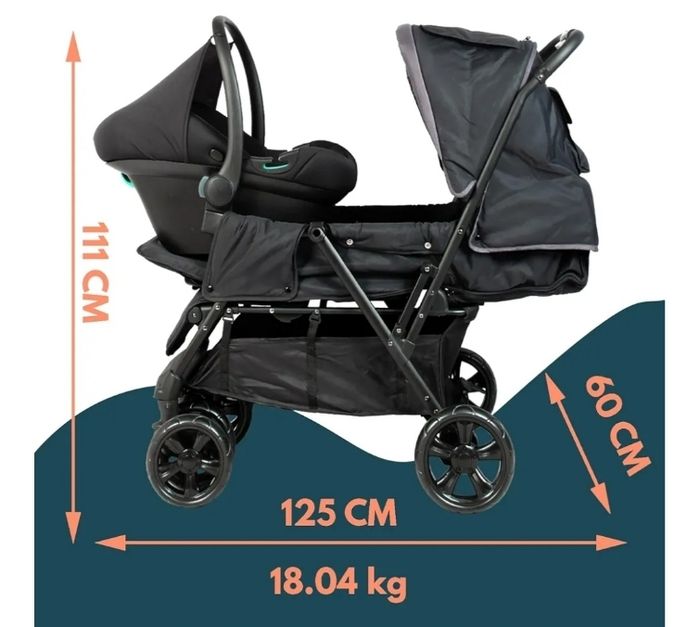 Poussette double et siege auto - photo numéro 2