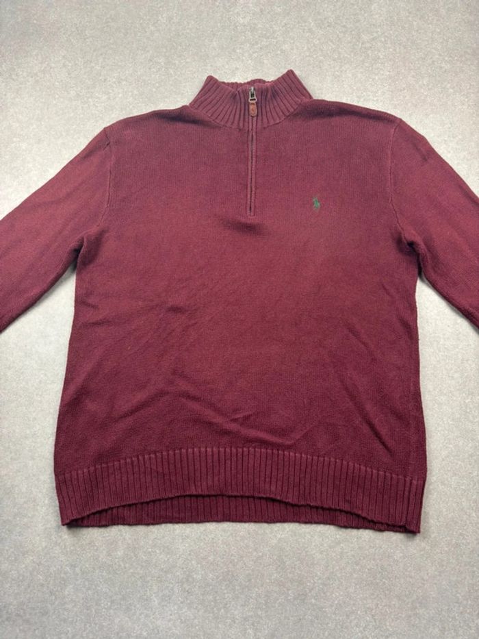 Pull d’hiver half zip 1/4 zip Ralph Lauren rouge col camionneur taille M - photo numéro 2