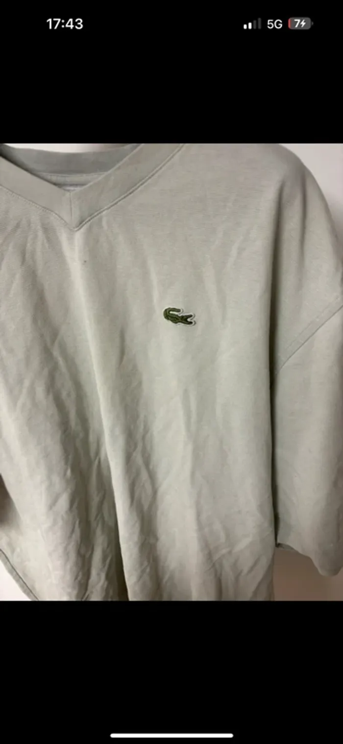 T-shirt Lacoste gris clair col V – Taille 7 (XXL) - photo numéro 3