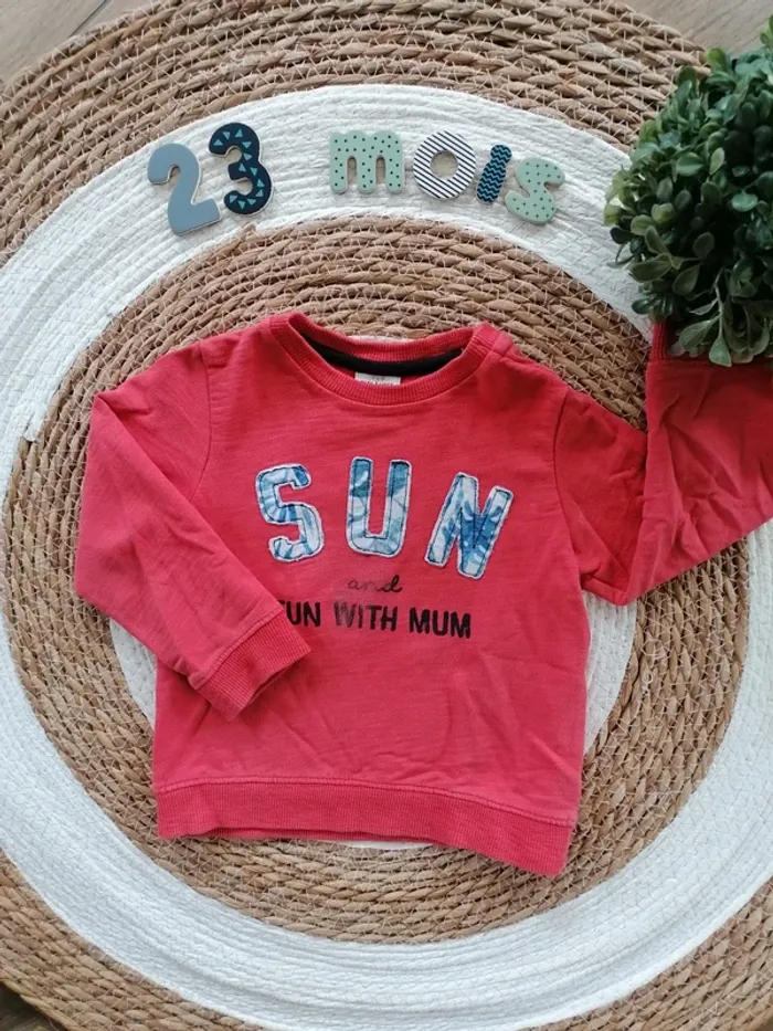 Sweat corail à motifs - Tape à l'oeil - 23 mois