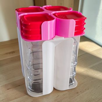 Rangement Blanc et Rose 12 pots & 12 couvercles Multidélices