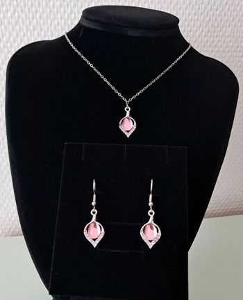 Parure acier inoxydable argenté strass