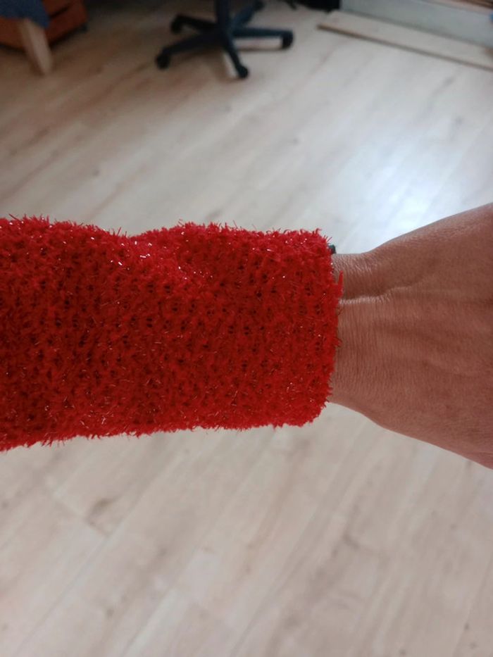 Pull femme L rouge fibres brillantes c85 - photo numéro 3