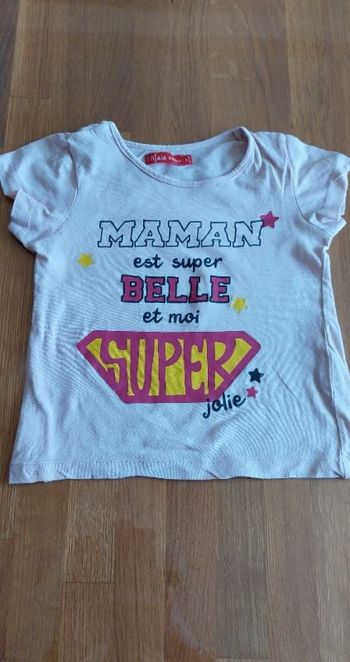 Tee-shirt manches courtes avec texte fille 4 ans
