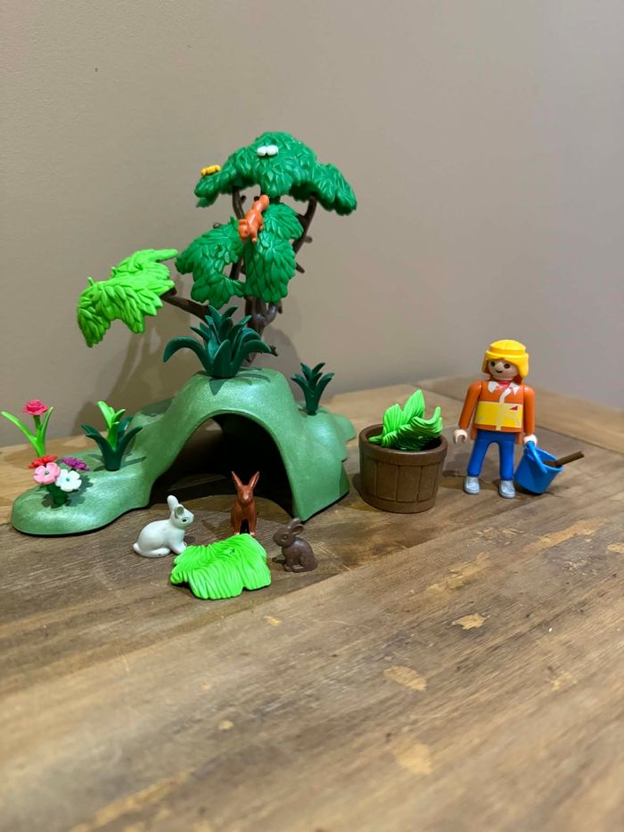 Lot playmobil chevaux et terrier lapin avec arbres et verdures - photo numéro 5