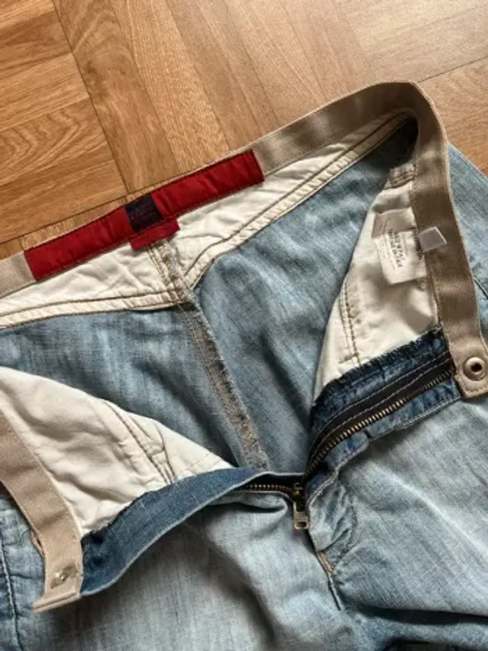 Pantalon jean évasé bleu turquoise vintage Marithé + François Girbaud - photo numéro 4