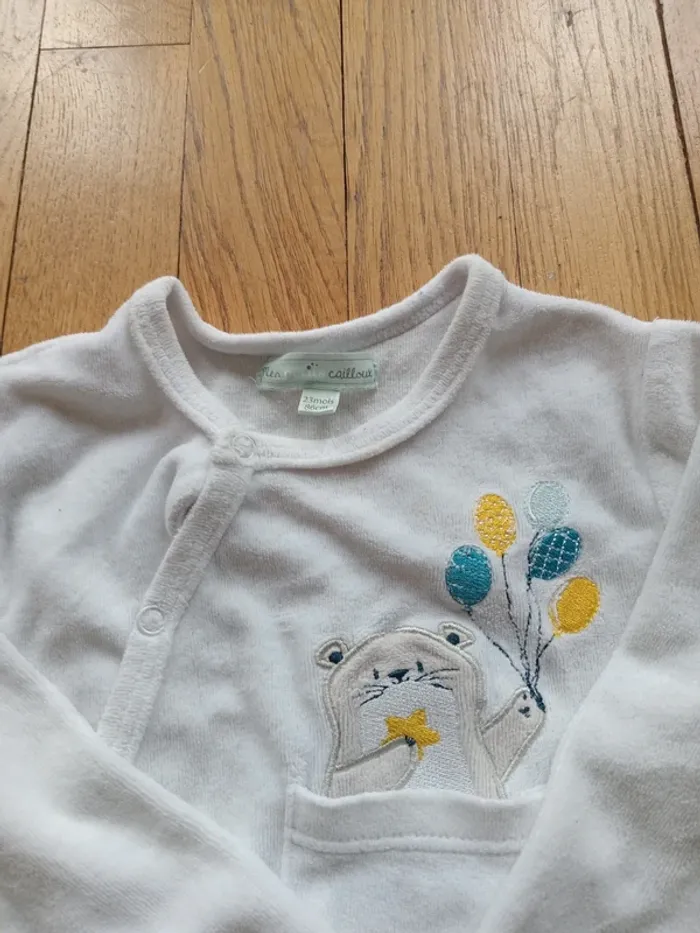 Lot 3 pyjamas grenouillère fille velours hiver, 1 pièce, Petit Bateau 24 mois - photo numéro 16