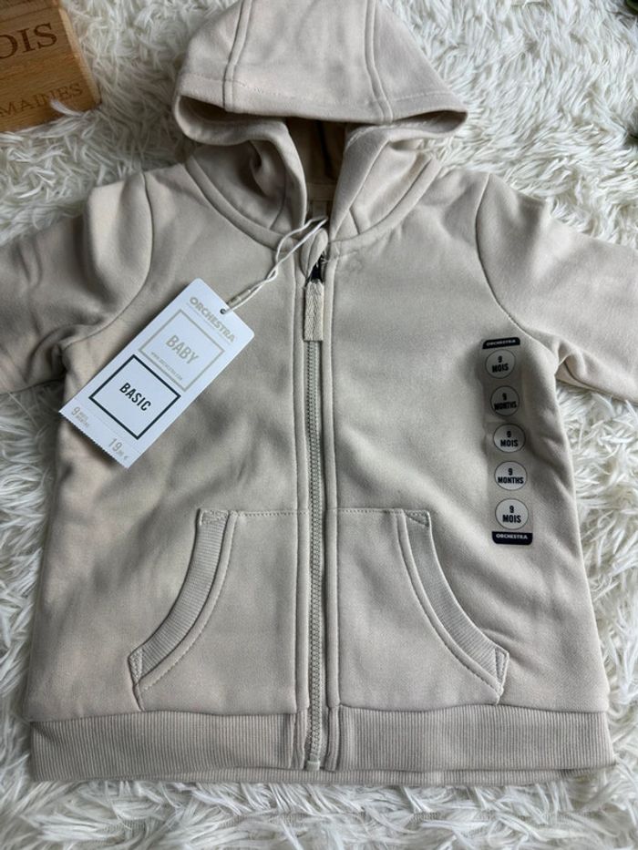 Gilet zippe beige orchestra taille 9 mois - photo numéro 2