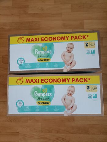 2 cartons de couches Pampers harmonie T2 taille 2