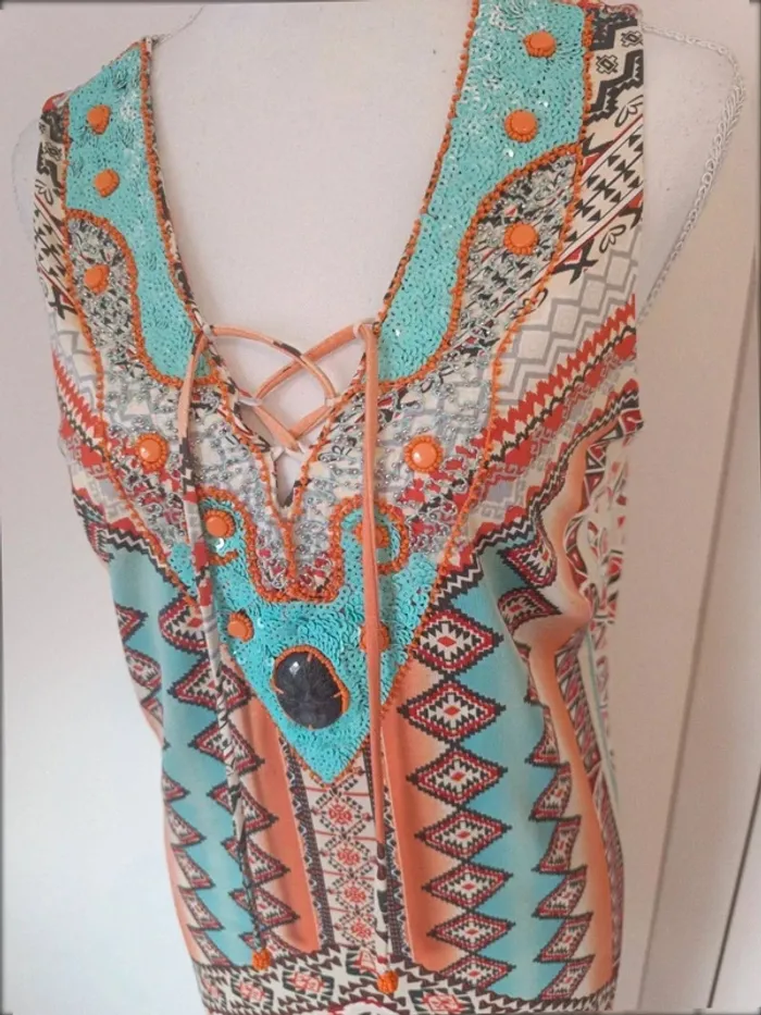🌺 Robe K Design ethnique colorée – Taille L - photo numéro 3