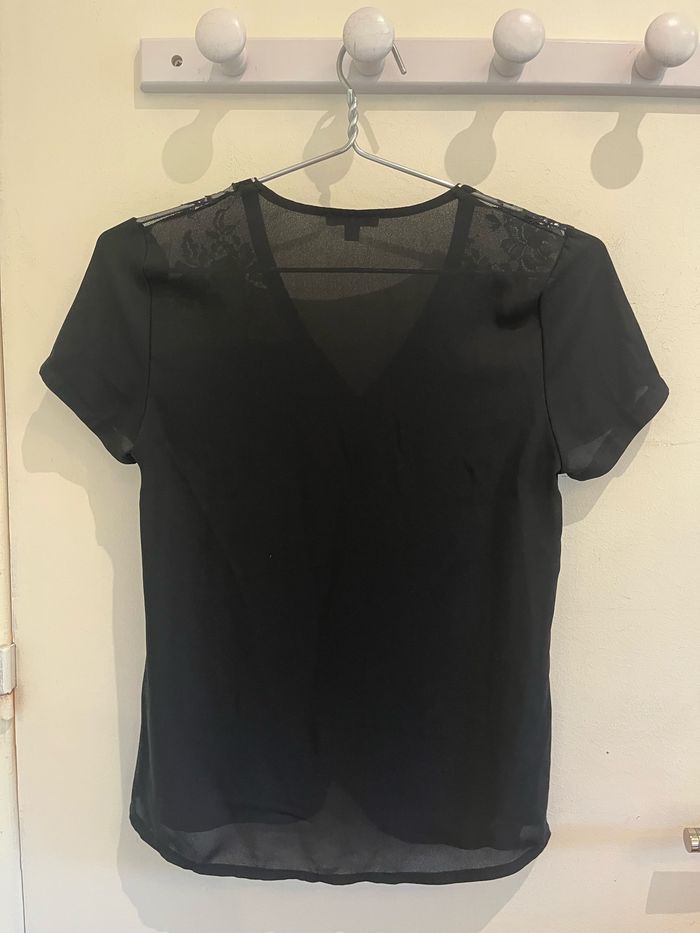 Blouse fluide à manches courtes Col en V avec dentelle lady blush taille S/36 - photo numéro 3