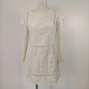 Robe blanche Broderie Anglaise - Zara Trafaluc 100% Coton doublure Viscose - A204