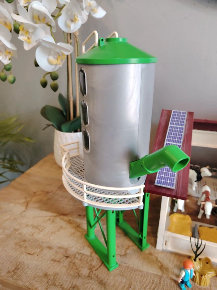 Lot playmobil grande ferme silo country + grange + remorque + tapis - photo numéro 3