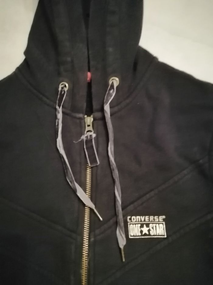 Veste en sweat épais noire longueur 70 cm avec capuche Taille M Converse - photo numéro 3
