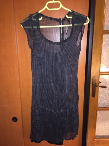 Robe noire en soie à petits pois blanc Naf Naf taille 40