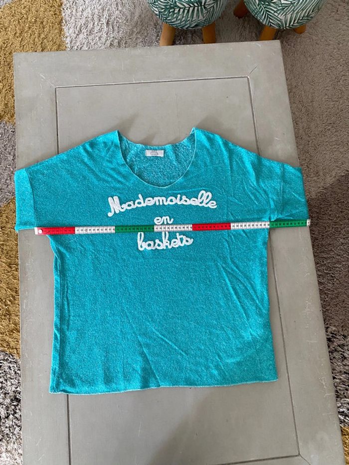 Pull manche longue turquoise Mademoiselle en baskets Ineo Couture taille M/L - photo numéro 12