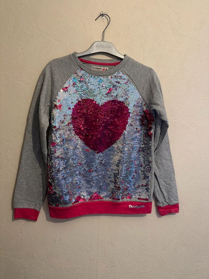 Sweat sequins magique imprimée à cœur fille 11-12 ans Desigual - photo numéro 4