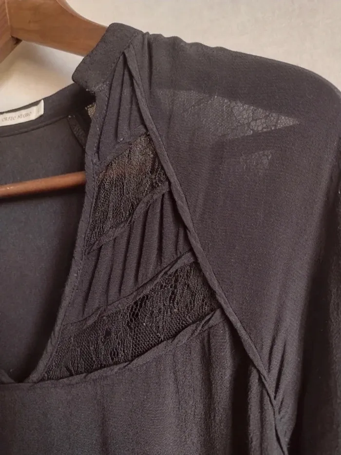 Blouse noire empiècement dentelle Orfeo - photo numéro 8