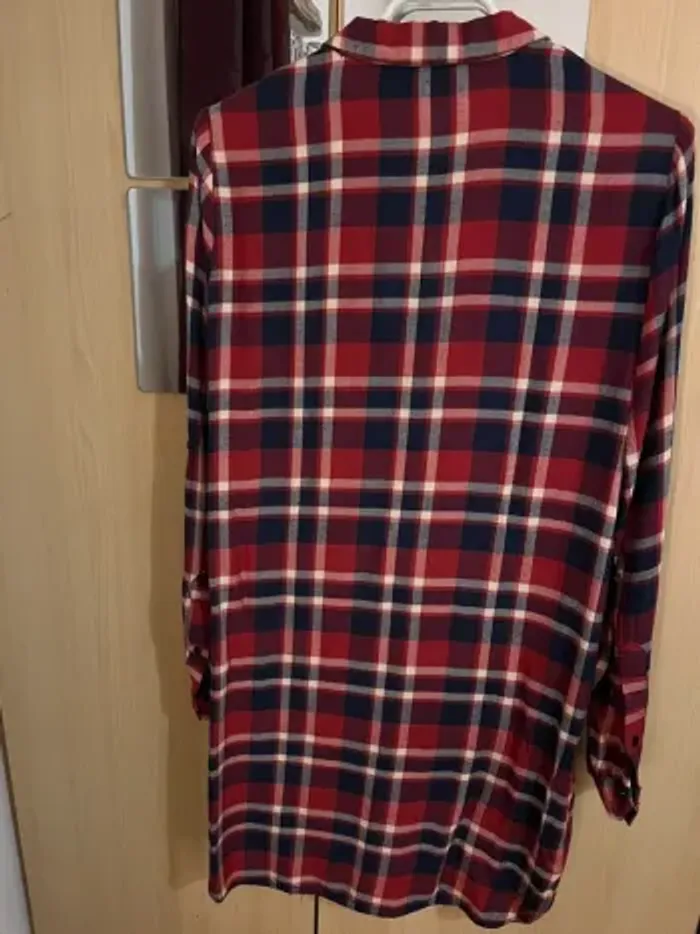 Chemise longue à carreaux femme - photo numéro 2