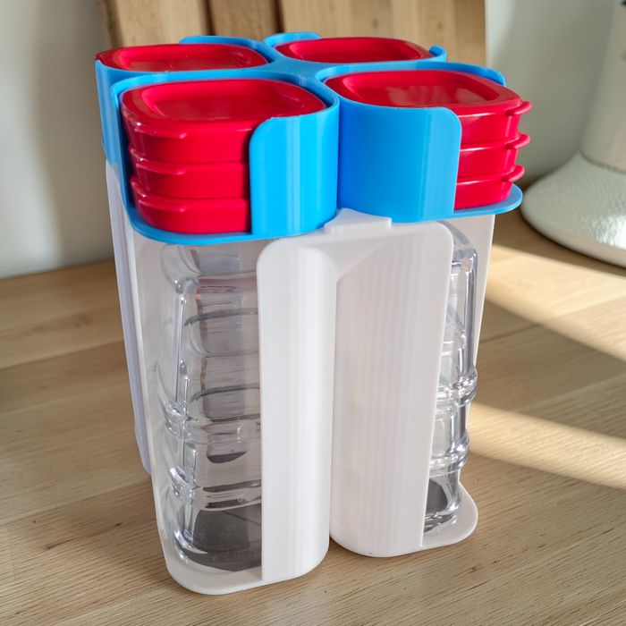 Rangement Blanc et Bleu Ciel 12 pots & 12 couvercles Multidélices - photo numéro 1