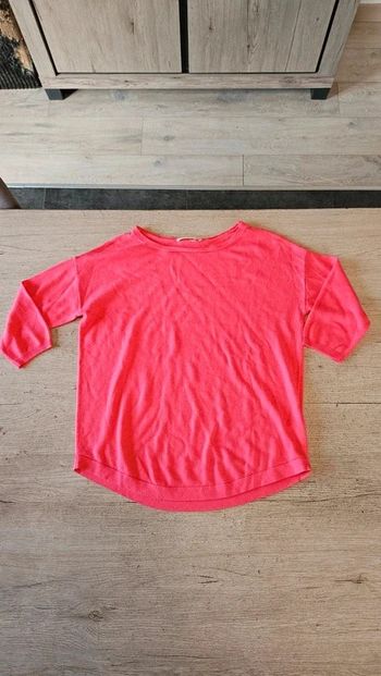 Pull léger rose fushia, à manches courtes, Camaïeu, T 1 36/38