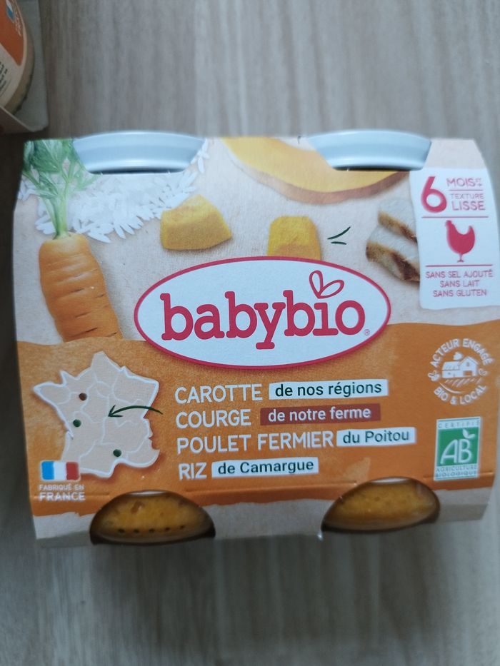 3*2 petits pots baby bio jambon panais + 1*2 carotte poulet fermier - photo numéro 2