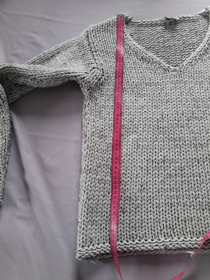 Joli pull bleu gris terre & mer taille 36 laine, mohair, acrylique - photo numéro 6