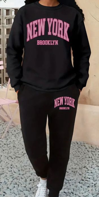 Jogging noir et rose New York Shein neuf T S