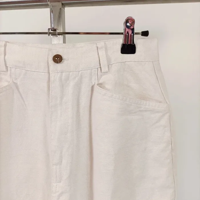 Pantalon Naf naf vintage blanc, corsaire, coton et lin taille 40 A316 - photo numéro 11
