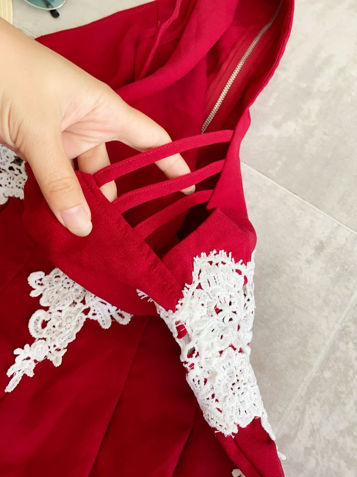 Jumpsuit bordeaux chic T.M – détails en dentelle, coupe élégante & sophistiquée - photo numéro 7