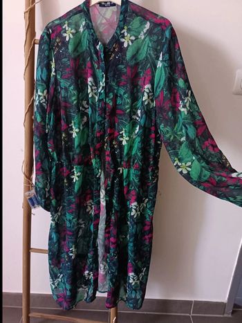 Kimono de plage fleuri XL