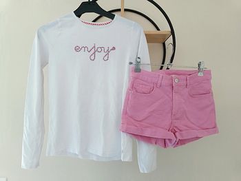 12 12 ans ensemble teeshirt Okaïdi et short h&m