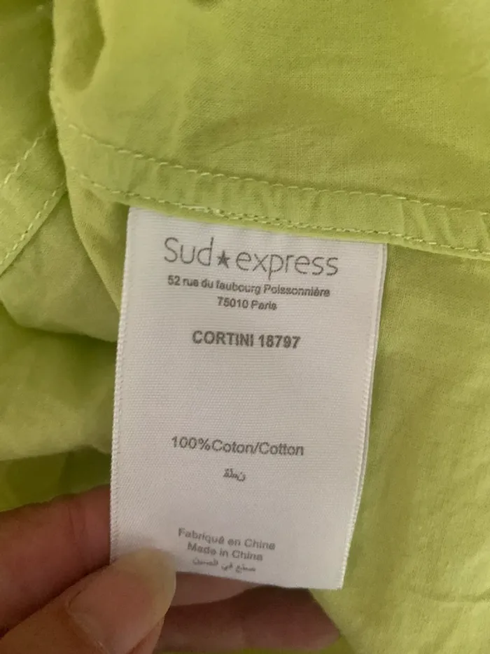 Chemise Sud express vert clair taille M 100%voton - photo numéro 9