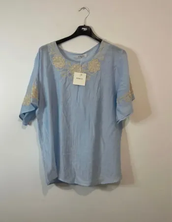 Tunique Femme Bleu – Broderie Élégante – Taille jusqu’au 46