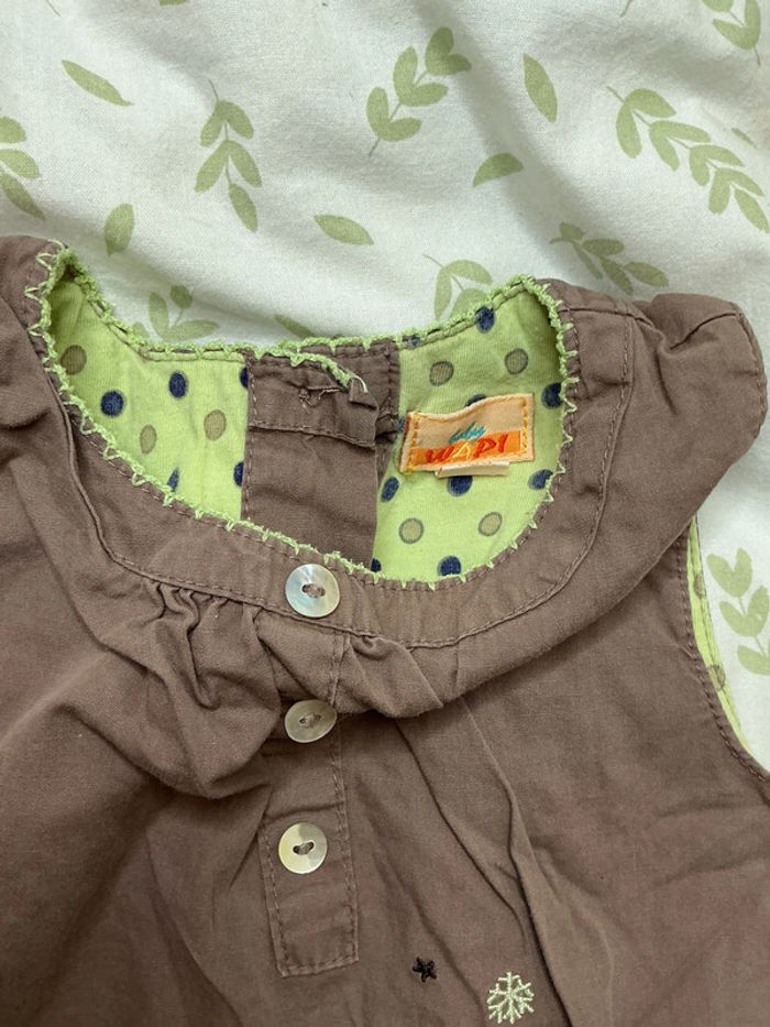 robe sans manches beige foncé et vert baby wapi 18 mois - photo numéro 5