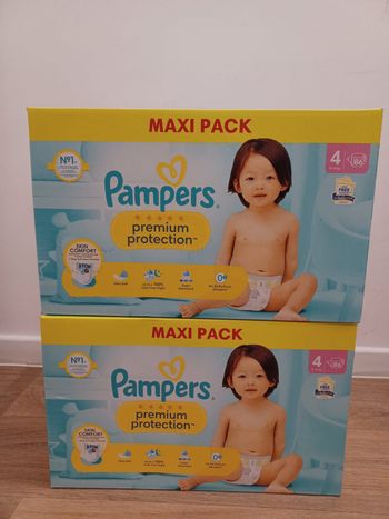2 cartons couches Pampers premium  Taille 4 - carton de 86 couches