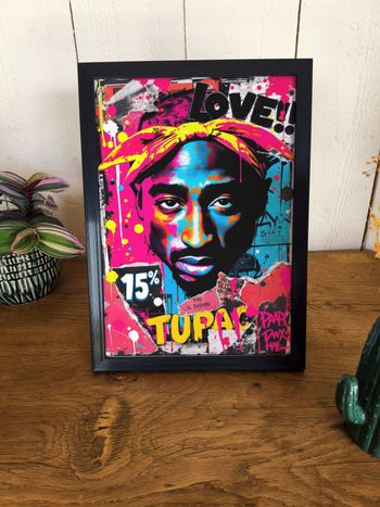 Poster Affiche A4 (21 × 29,7 cm) street art fluo hip-hop – Art mural inspiré de l’univers rap