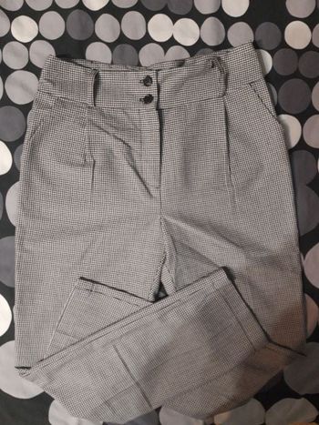 Pantalon noir motifs vichy noir et blanc S
