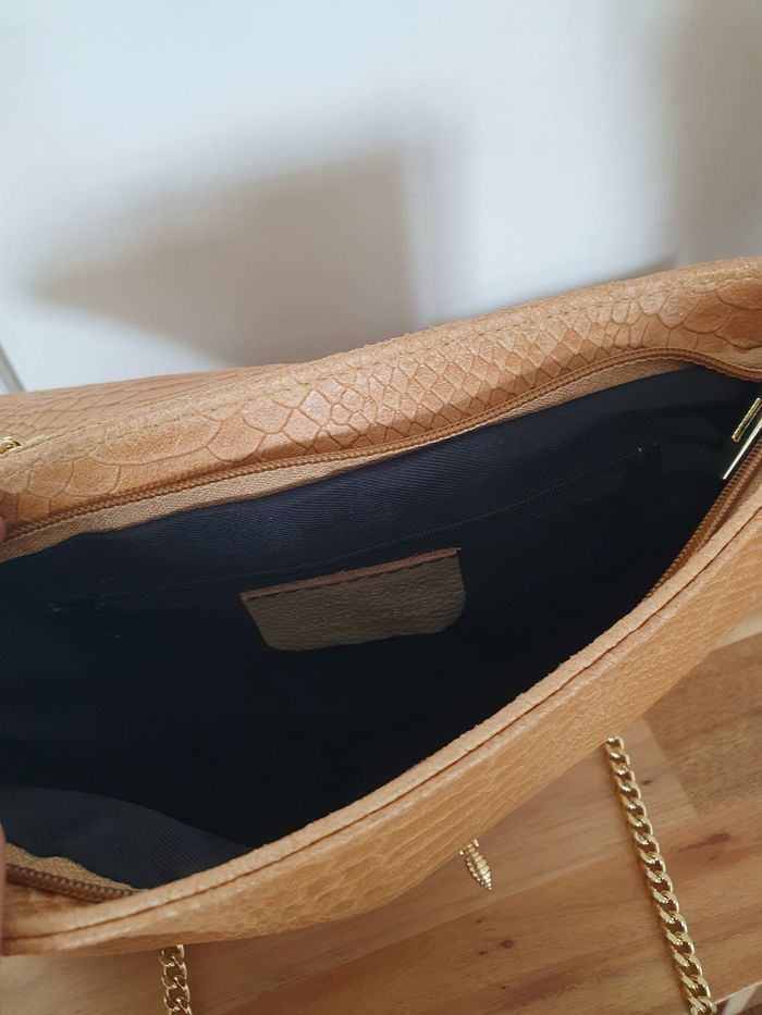 Sac en cuir Abeille beige et doré - photo numéro 4