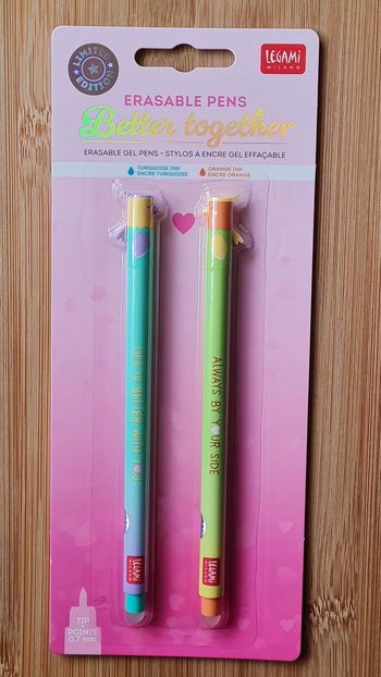 Legami Saint Valentin 2026 1 Sets de 2 Stylos effaçables Oiseaux Inséparables Amoureux