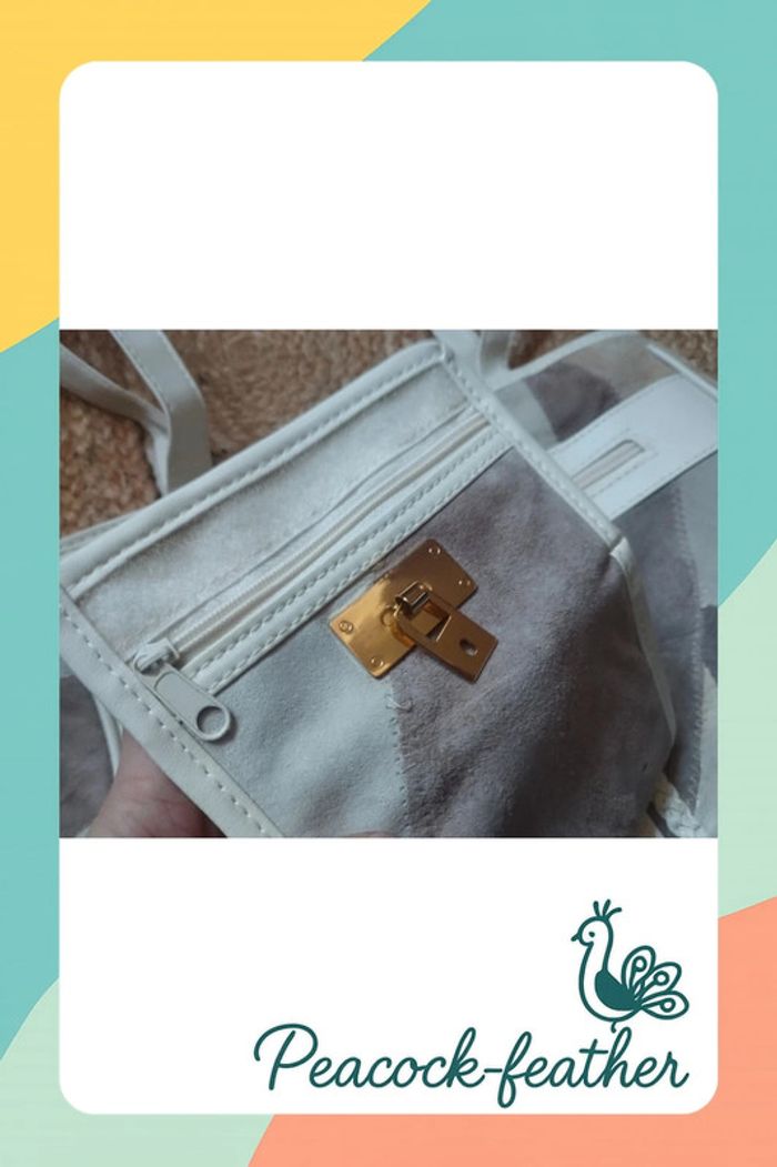 Sac à main cuir patchwork avec porte monnaie - photo numéro 3