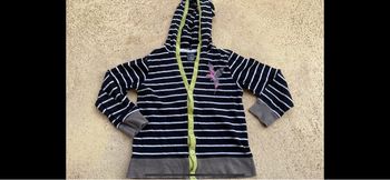 Gilet Tuffer rayé à capuche Noir blanc et anis