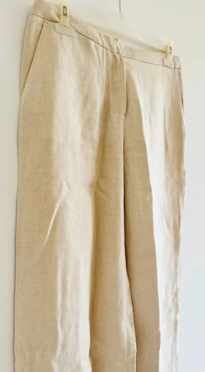 Pantalon beige Max Mara (100% lin) - photo numéro 3