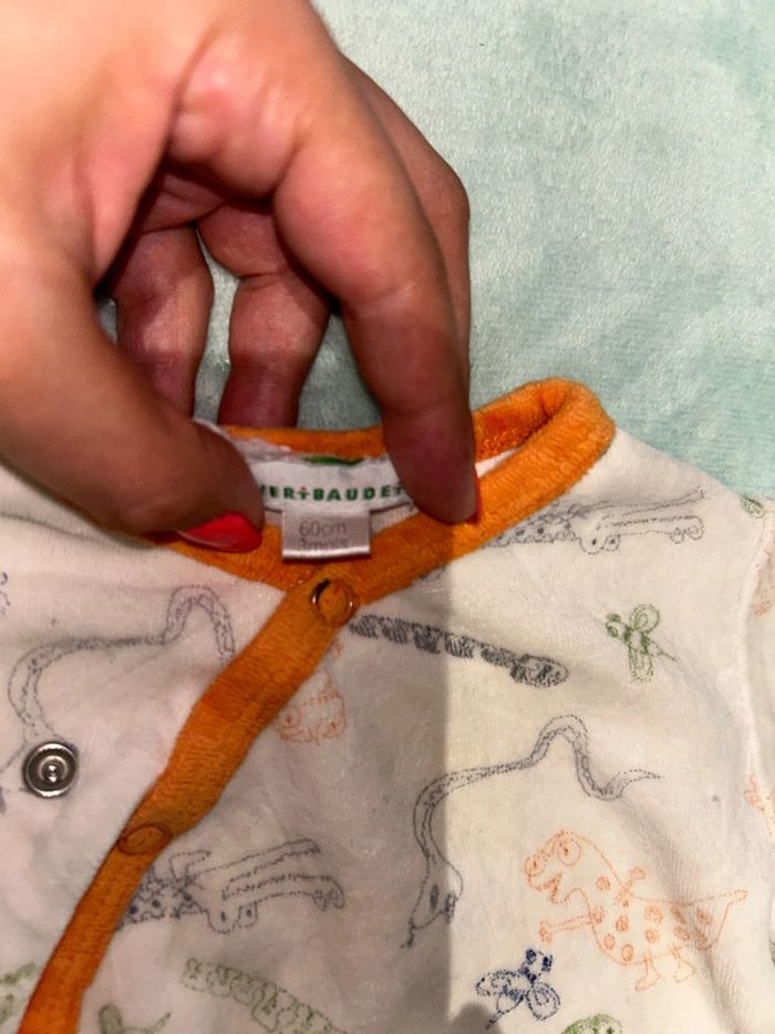 Pyjama bébé blanc/ orange et animaux - photo numéro 4